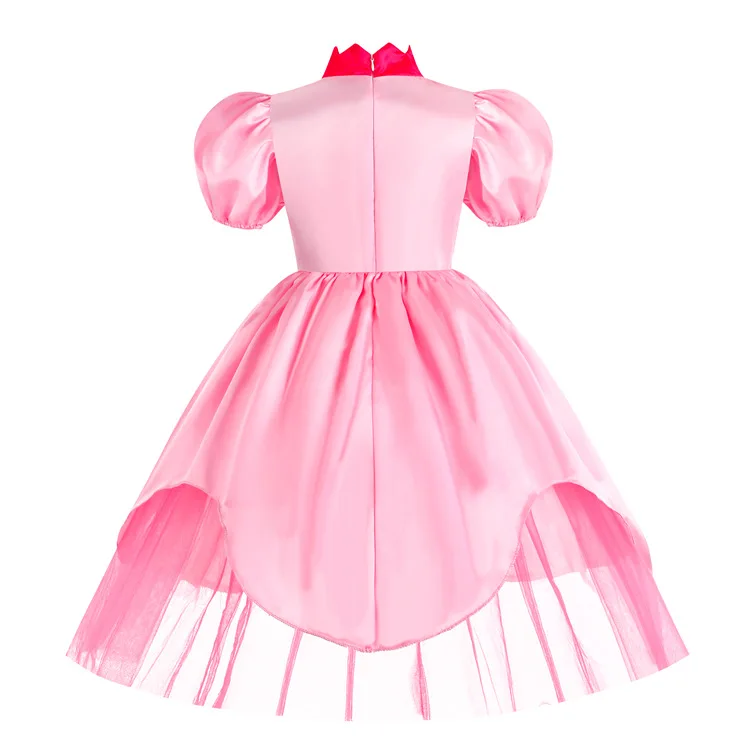 Princess Peach Costume for Girls,Super Brothers Princess Peach Dress for Kids Cosplay Halloween Party Dress Up