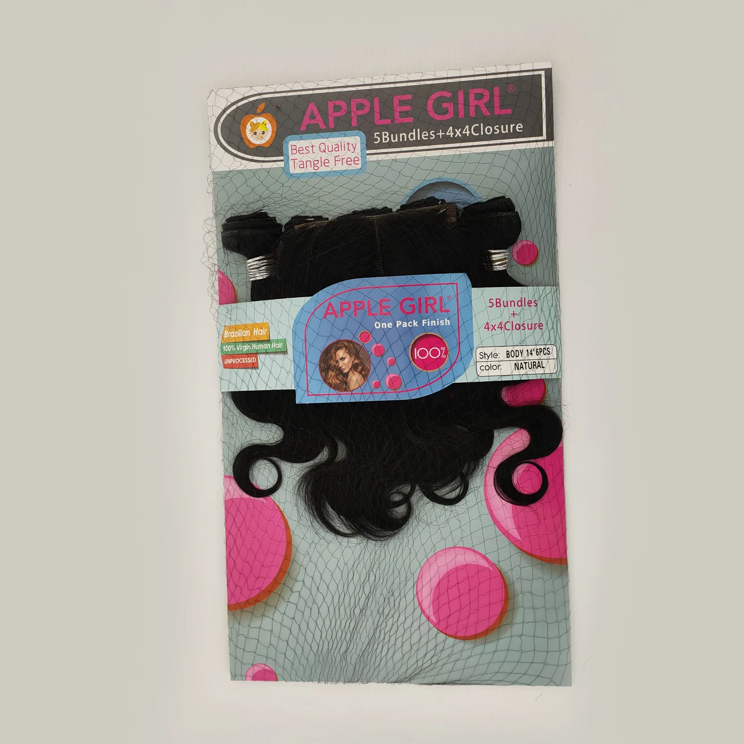 Human Natural Grade 8a Bundles With Closure 	 brazzilia human packet  apple girl human hair pack