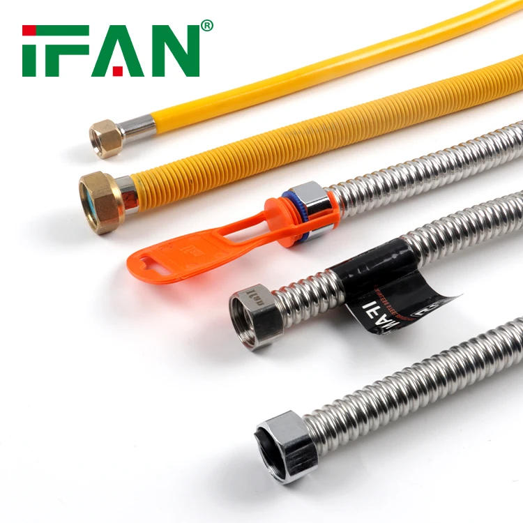 IFAN Gas Water 304 Stainless Steel Corrugated Pipe Tubing Shower Flexible Hose Corrugated Pipe for Bathroom Kitchen