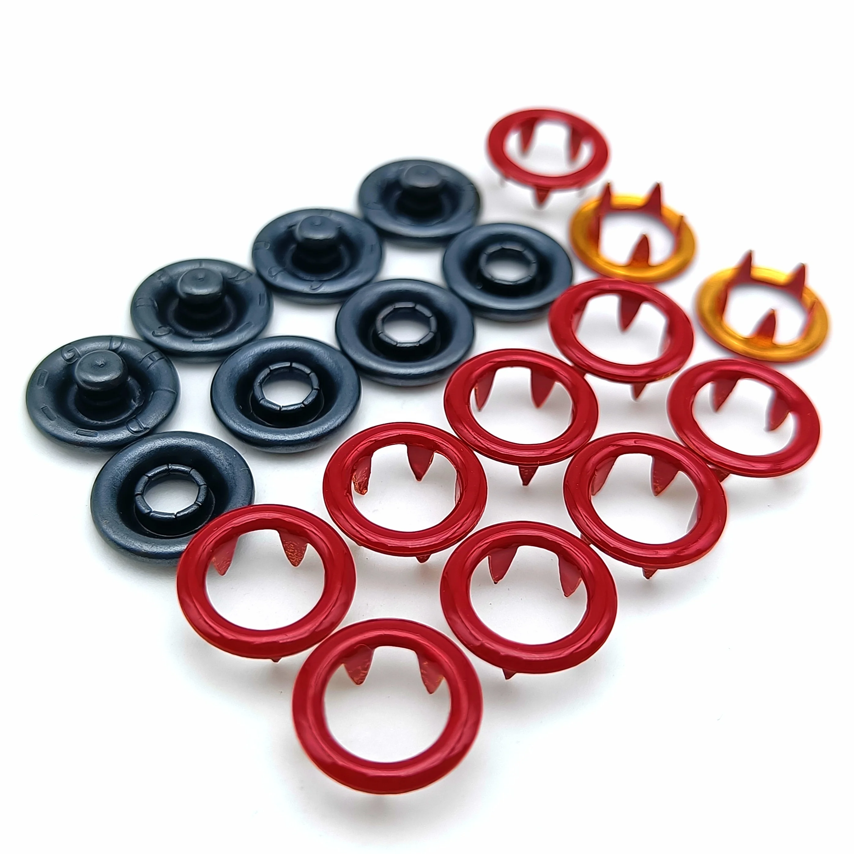 custom size brass dyed double prong ring snap button for clothing