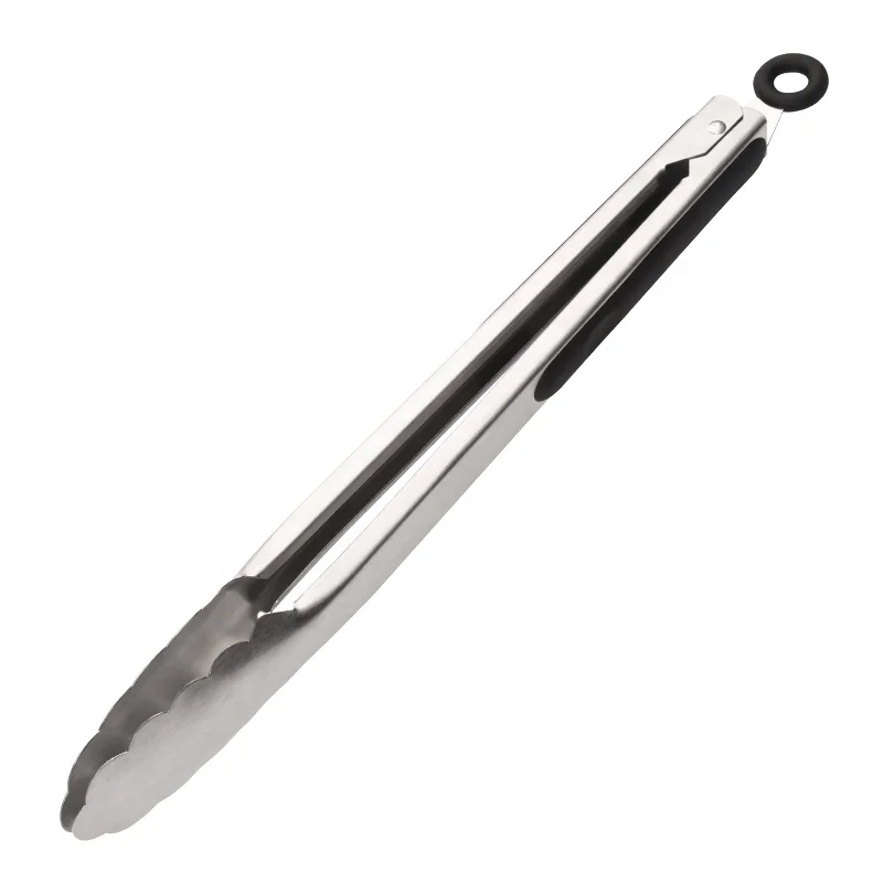 Factory Wholesale  Metal Tongs Stainless Steel Tong With Rubber Handle For Kitchen Accessories