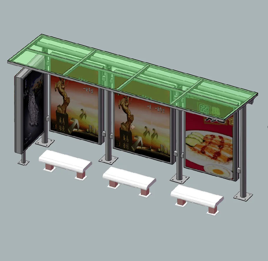 Street Furniture Bus Stop Shelter Galvanized Steel Waiting Shed With