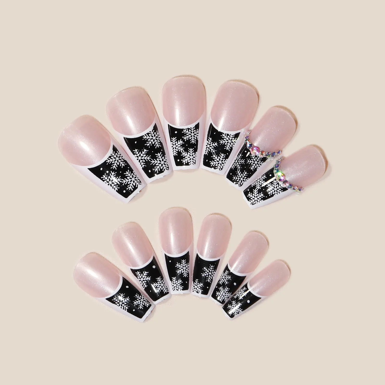 Wholesale Nail Colorful Christmas Snow Series Nail Snow Set Wear False Nail Tips