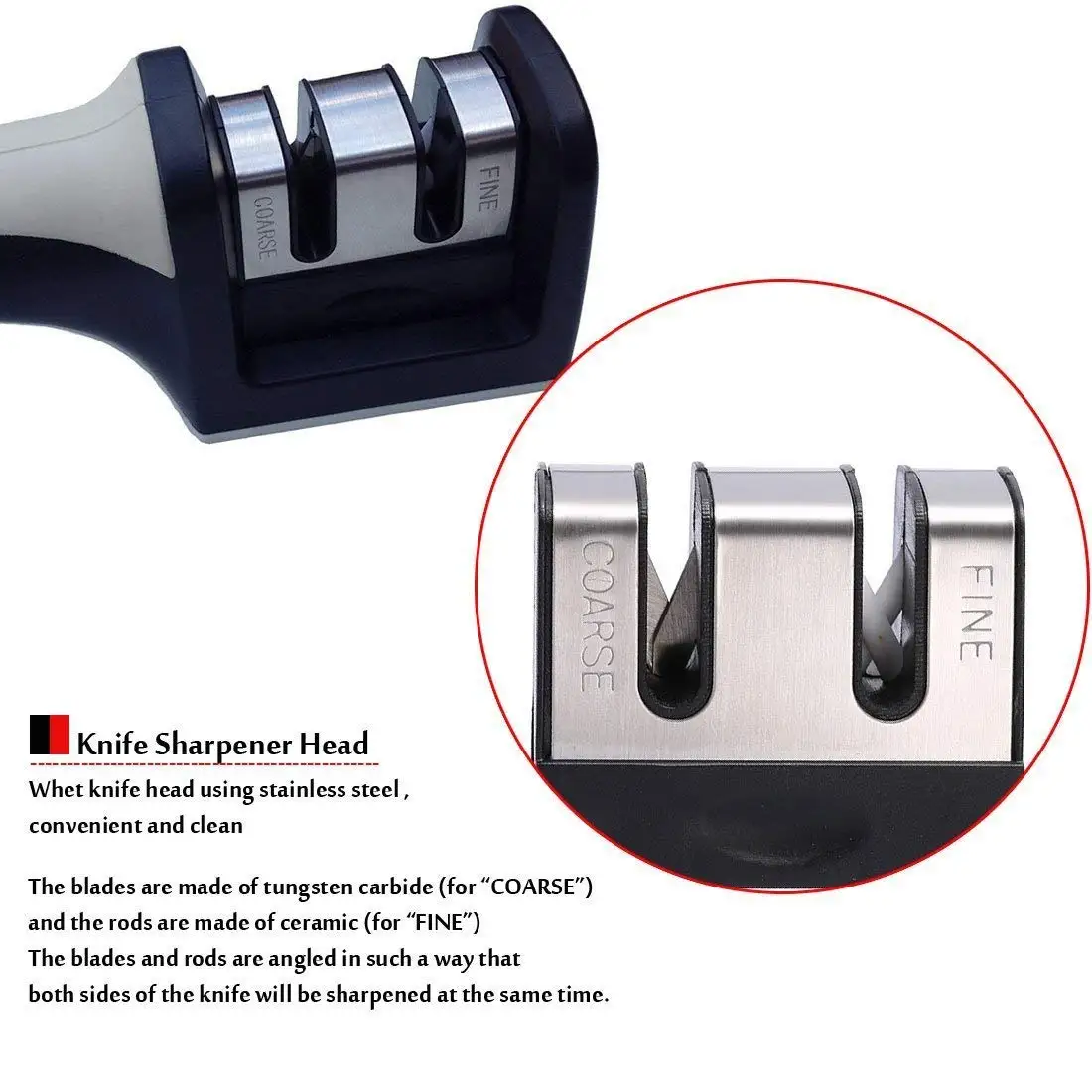 Household Portable Sharpening Tools Two Stages Tungsten Carbide Ceramic Knife Sharpener