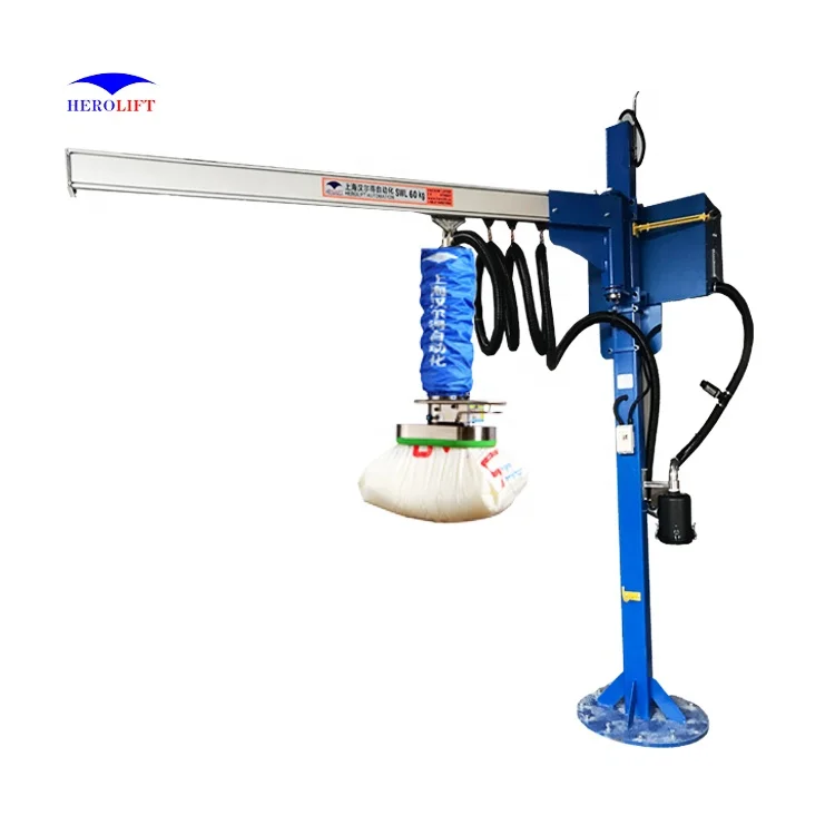 Column mounted jib crane bag suction cup lifter Vacuum hose lifter with 360 degree rotation