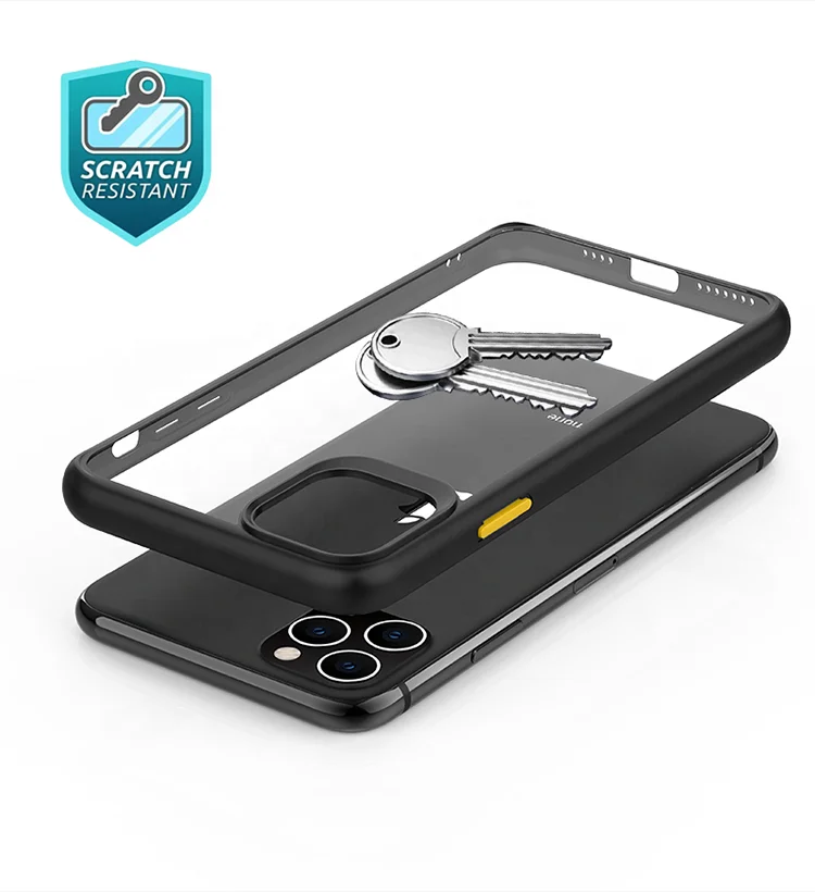 
CLear transparent 1.6mm TPU bumper +1.2mm PC Cover with 3 Sets Color Button mobile Bumper phone Case 