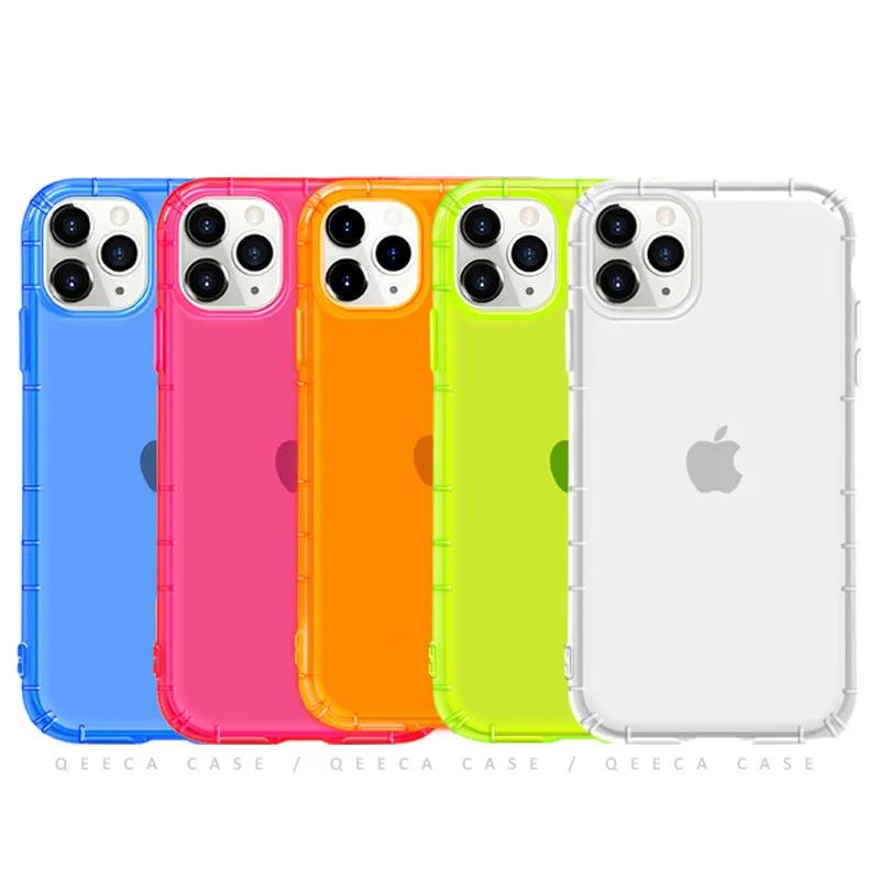 Fashion for iPhone 7 8 Plus 11 Pro Case Shockproof Clear Neon Colors Fluorescent Phone Case for iPhone 12 13 Pro Max Neon Case