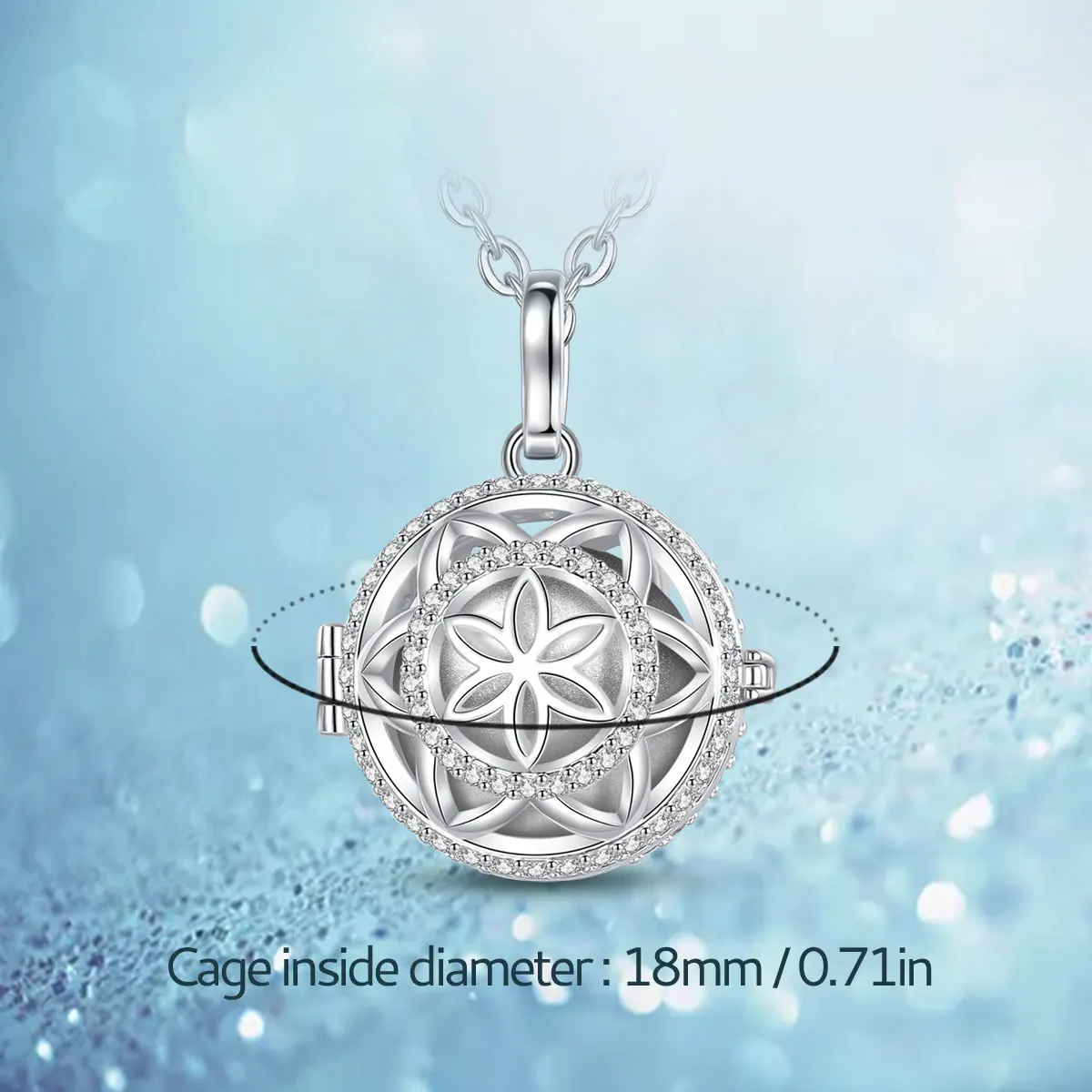 Wholesale Fashion Crystal Silver Flower Harmony Bola Chime Ball Cage Pendants