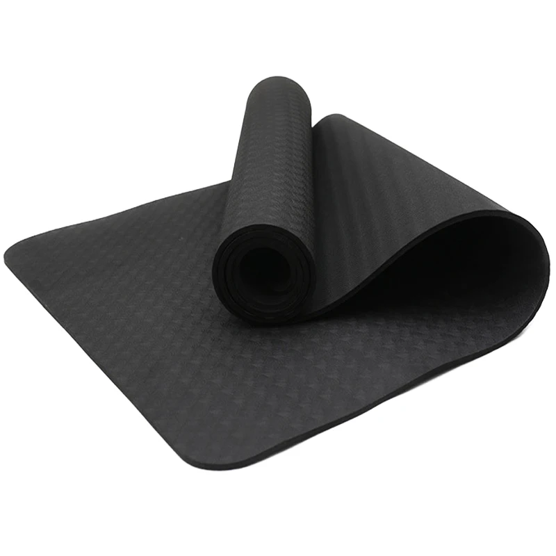 Wholesale TPE Yoga Mats 4mm Non Slip Black Yoga Mat Eco Friendly High Quality Fitness Pilates Mat Manufacturer