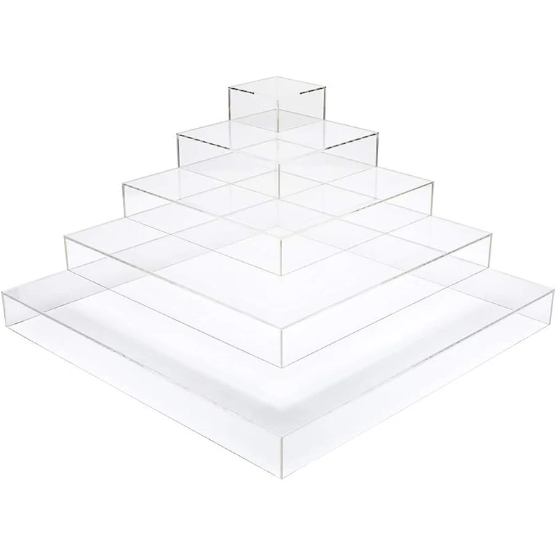 New Design clear square desktop dessert stand acrylic food display stand for Wholesale
