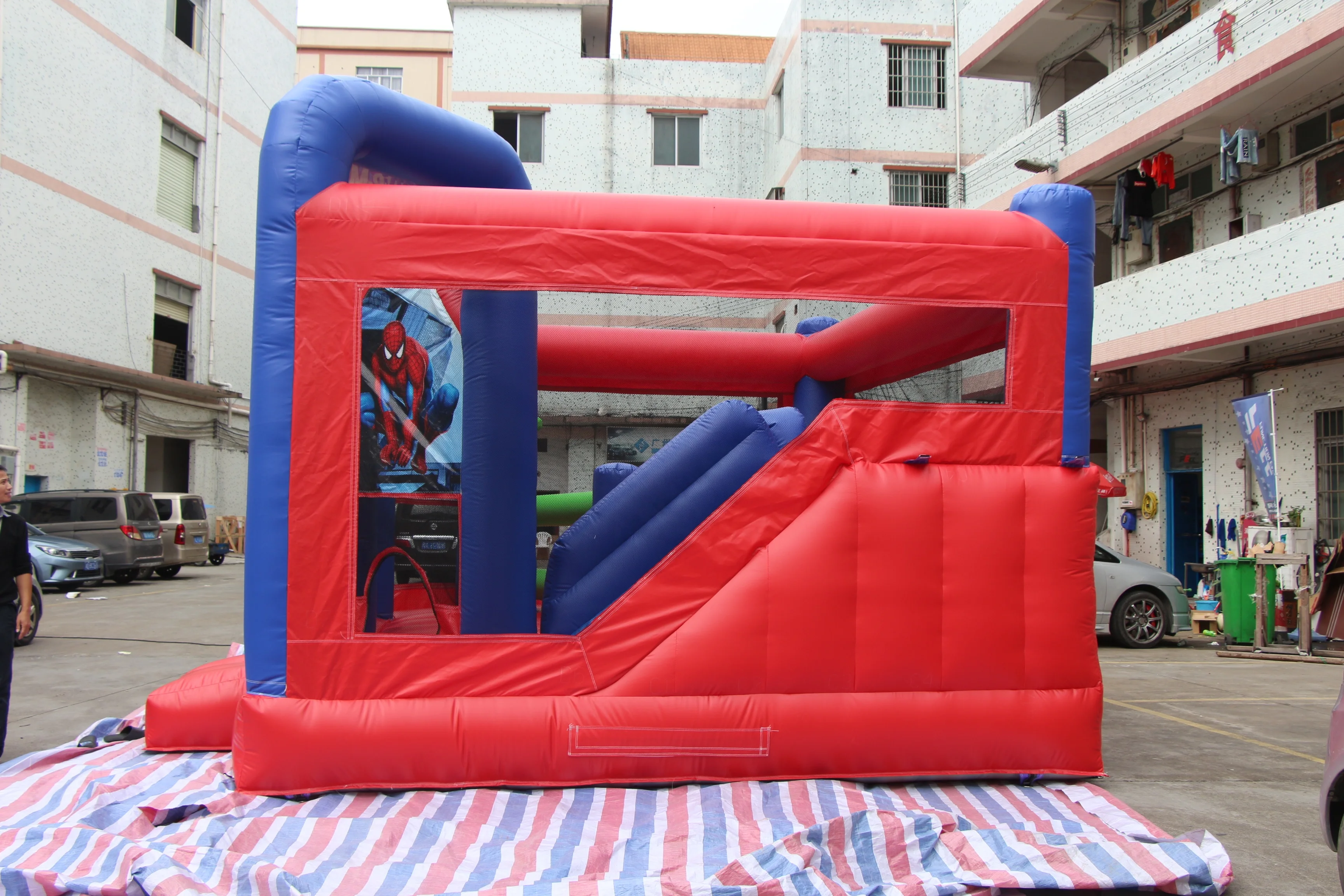 spiderman inflatable castle and slide combo inflatable kids bouncer for sale