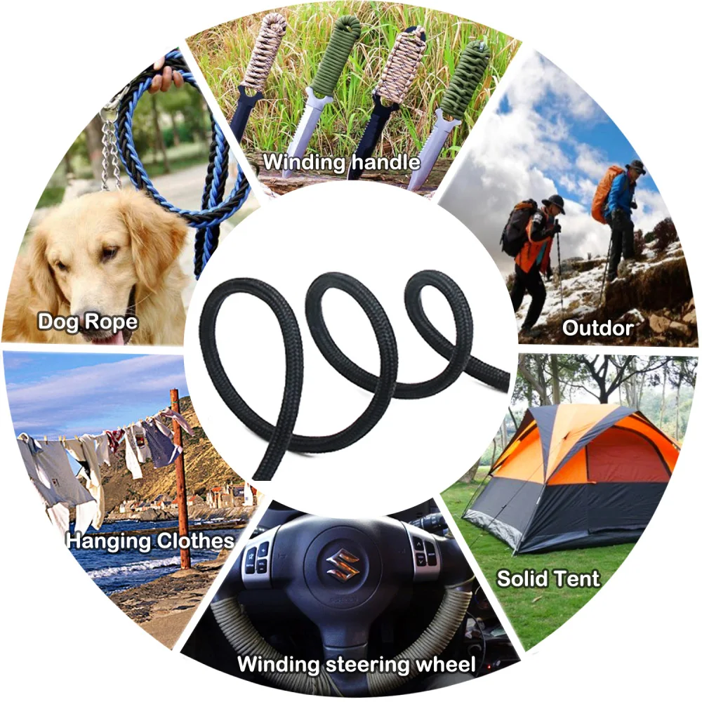 Baiyuheng Custom High Quality Nylon Braided Rope 3mm 4mm 5mm 6mm 7mm Paracord 1000 ft outdoor climbing working rope