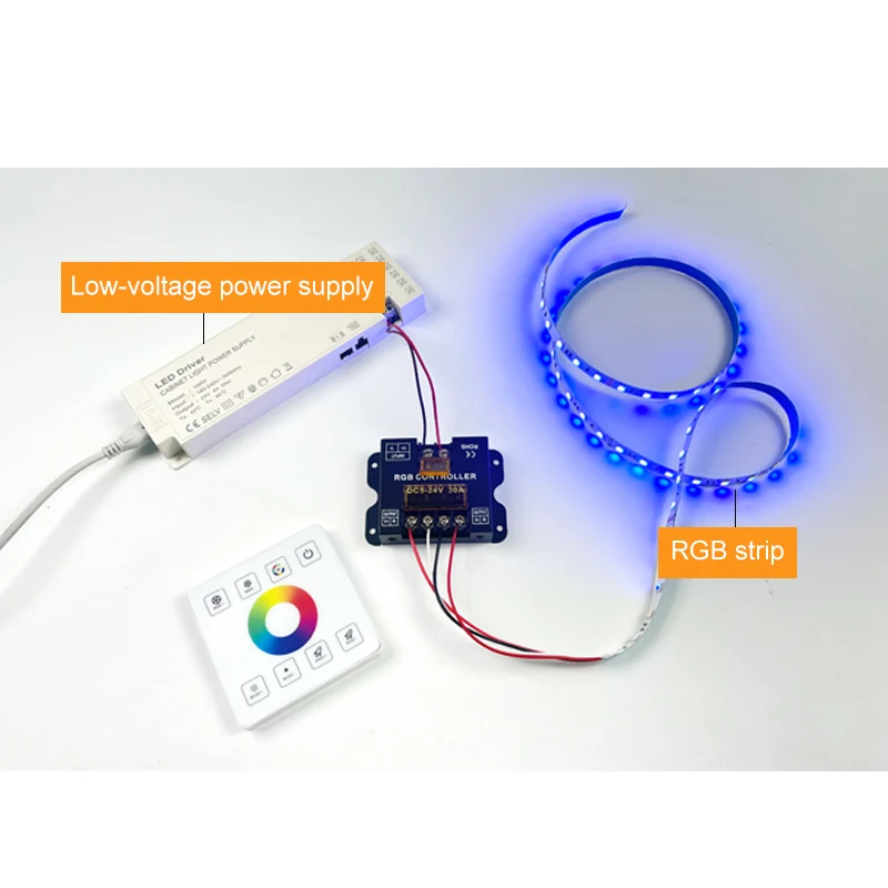 High Power 40A DC 5-24V Smart Touch Switch Panel Full Wireless RGB/RGBWC/RGBW LED Color Strip Controller Dimmers for LED Strip