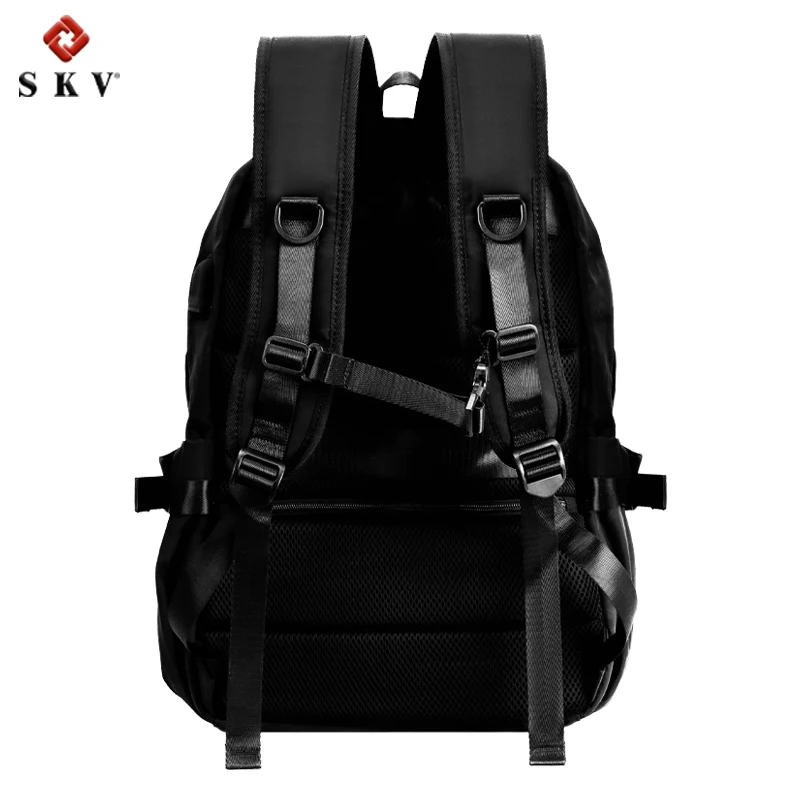 Black Unisex Business Backpack with USB Charging Port Zipper Closure Polyester Lining for Travel and Laptop