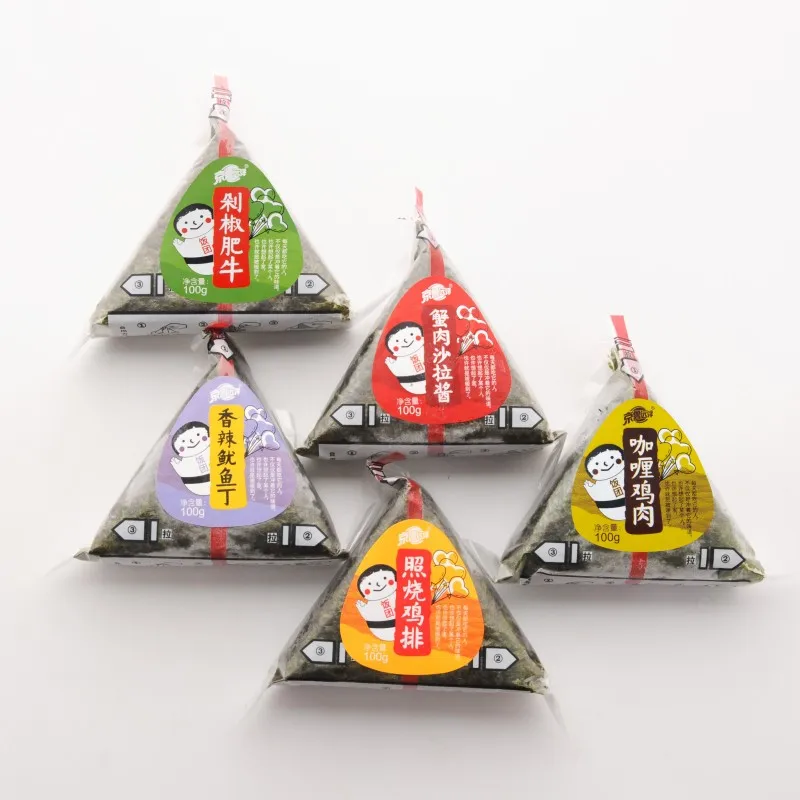 Wholesale Japan snack sushi food triangle onigiri squid, crab meat, tuna sushi food