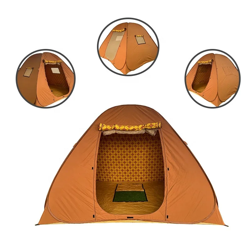 Waterproof Cotton Canvas Pop-Up Tent with Double Layers for Outdoor Camping in the Middle-East Market