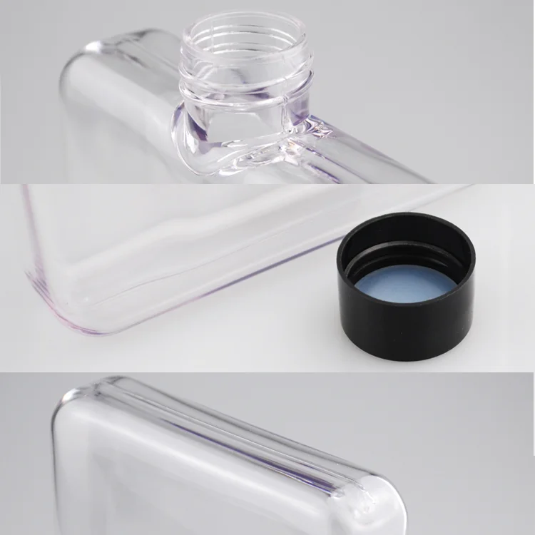 2021 New Arrival Tritan Plastic 500ml A5 A6 Notebook Memo Flat square Water Bottle BPA Free clear bottle with silicone sleeves
