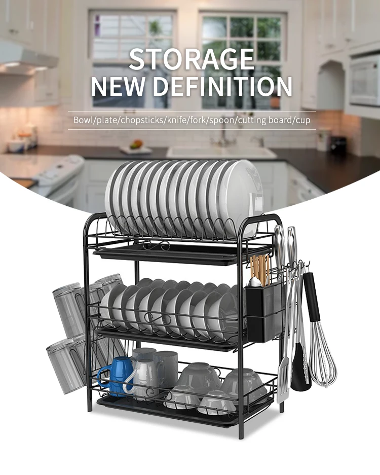 Kitchen  Plate Dish Rack Stainless Steel Dish Bowl Cups Spoon Stand Storage Rack