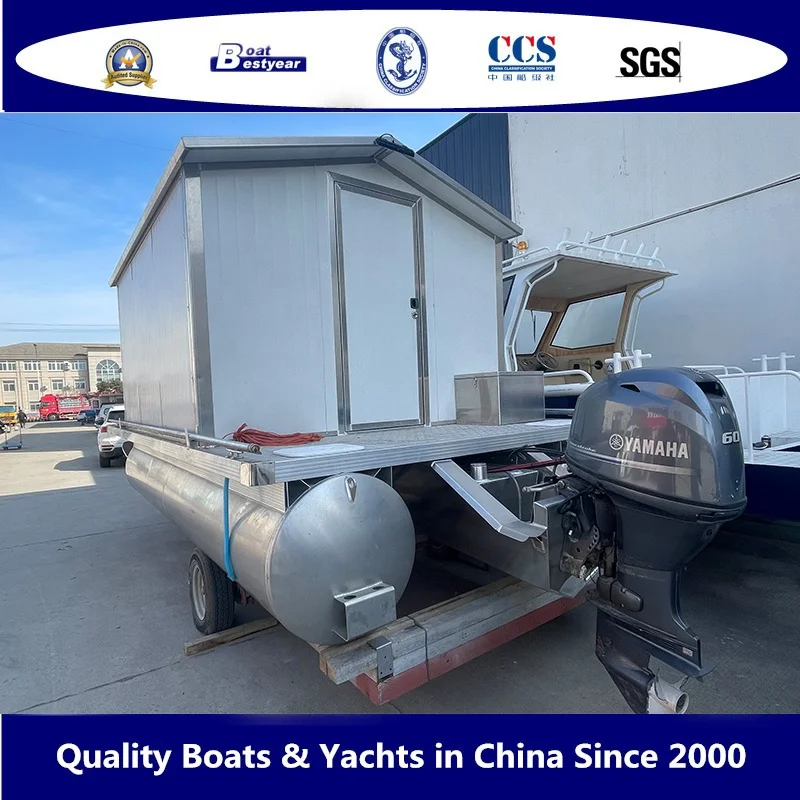 Bestyear 5.5m Aluminum Hull House Boat fishing inside