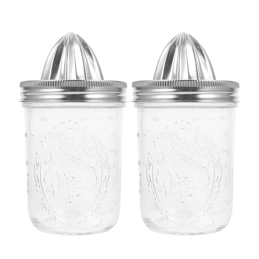 16oz Mason Glass Jar Wide Mouth Canning Jar with Stainless Steel Juice Squeezer Lid