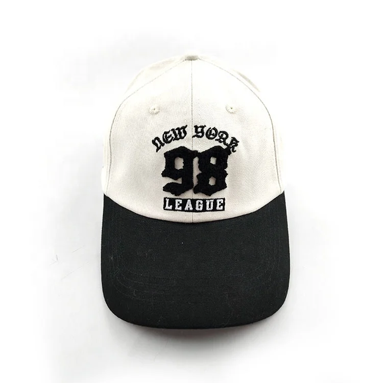 Customised Fashion Tiger Terry Embroidery Two Tone Baseball Cap LA White and Black 100% Cotton Twill High Quality Trucker Hat