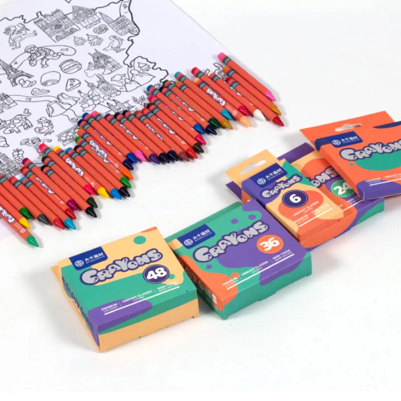 Hot Sale Non Toxic multi 12 color Smooth Bold Colors Toddlers Crayons Drawing Learning Kids Crayon Pen Set Crayon