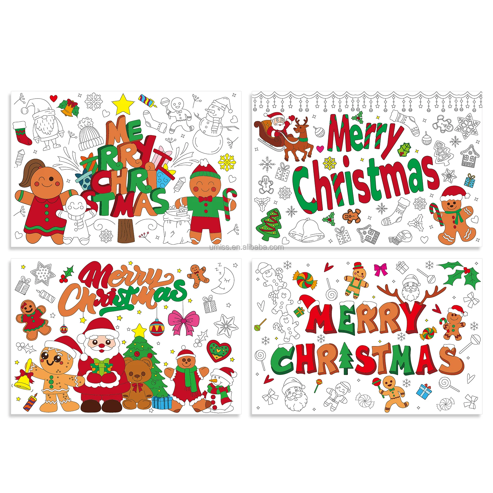 Merry Christmas Photo background coloring poster  Party decoration set Party & holiday paper banner supplies paper home decor