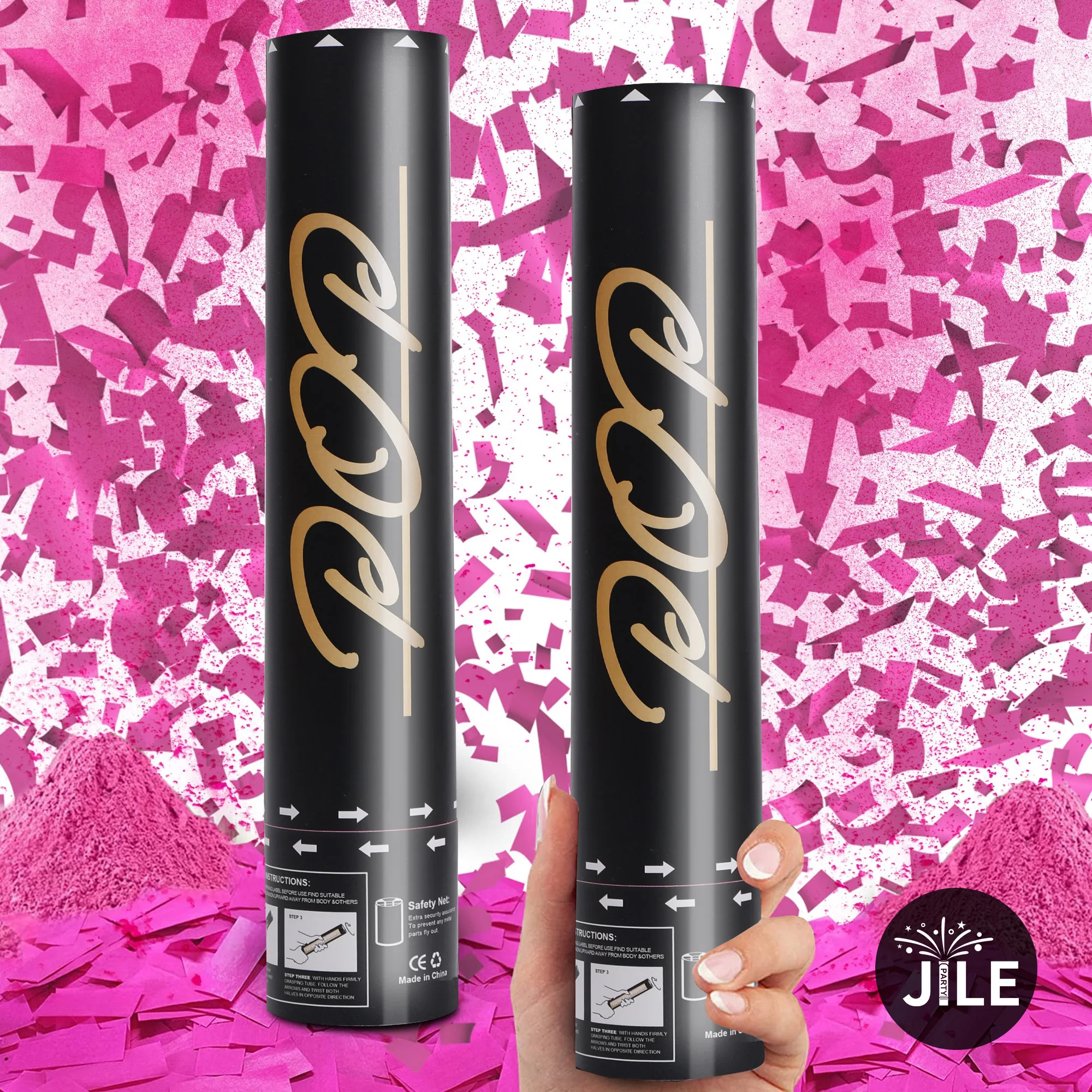 Gender Reveal Biodegradable Confetti Cannon with Pink Blue Powder and confetti Party Popper