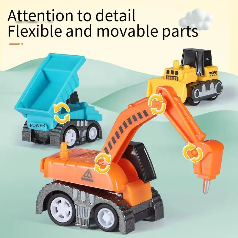 DIY Diecast Toy alloy mini pulling back engineering car model excavator crane simulation car cartoon toy car toys DIY