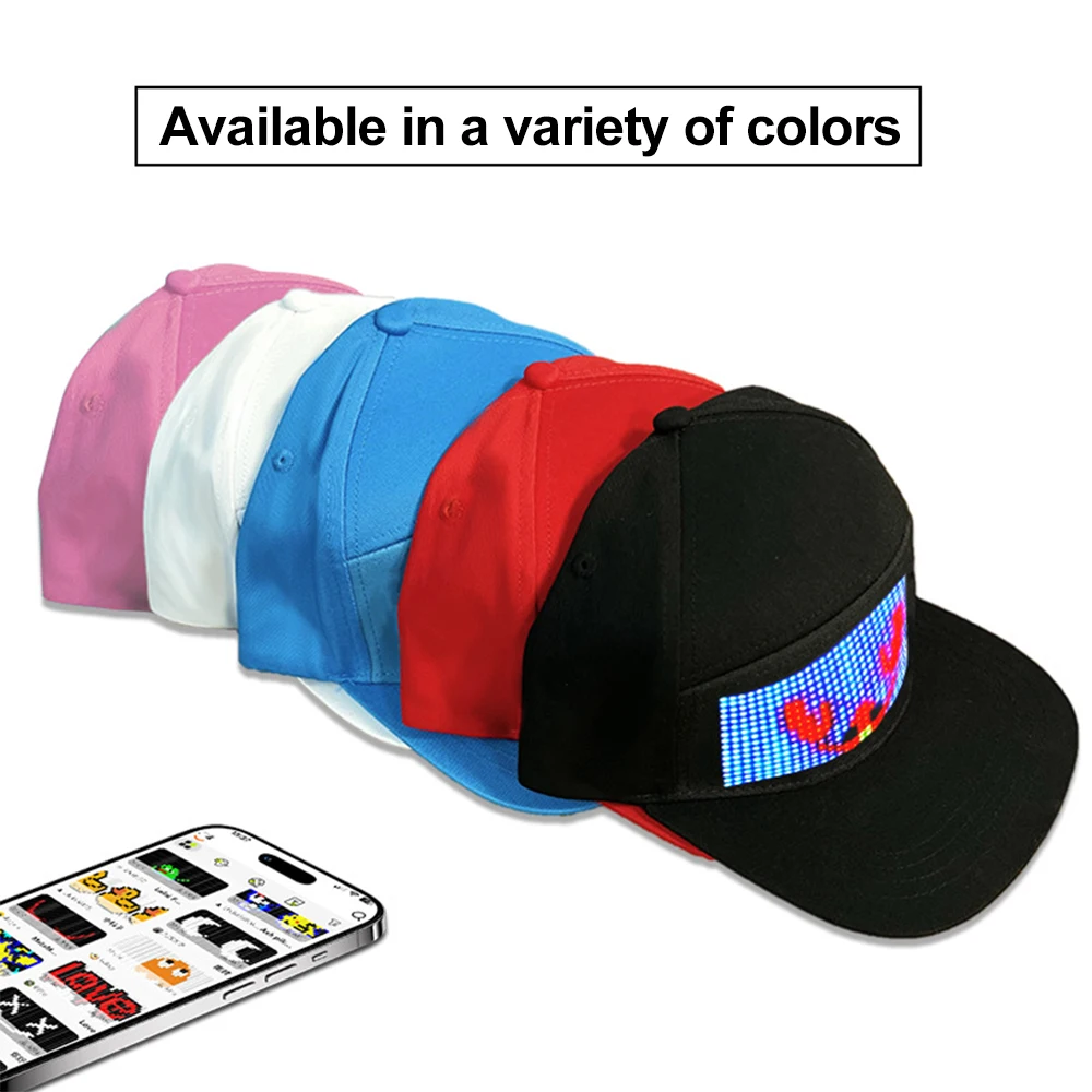 2024 Hot Sale Rechargeable App Programmed Digital Scrolling Message Led Hats Light Up Luminous Display Cap Sport Hats Factory