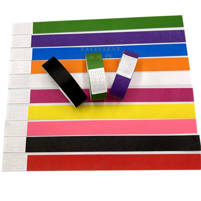 Solid color tyvek wristband 19x250mm 25*250mm with or without Series Numbers 1000/Pack