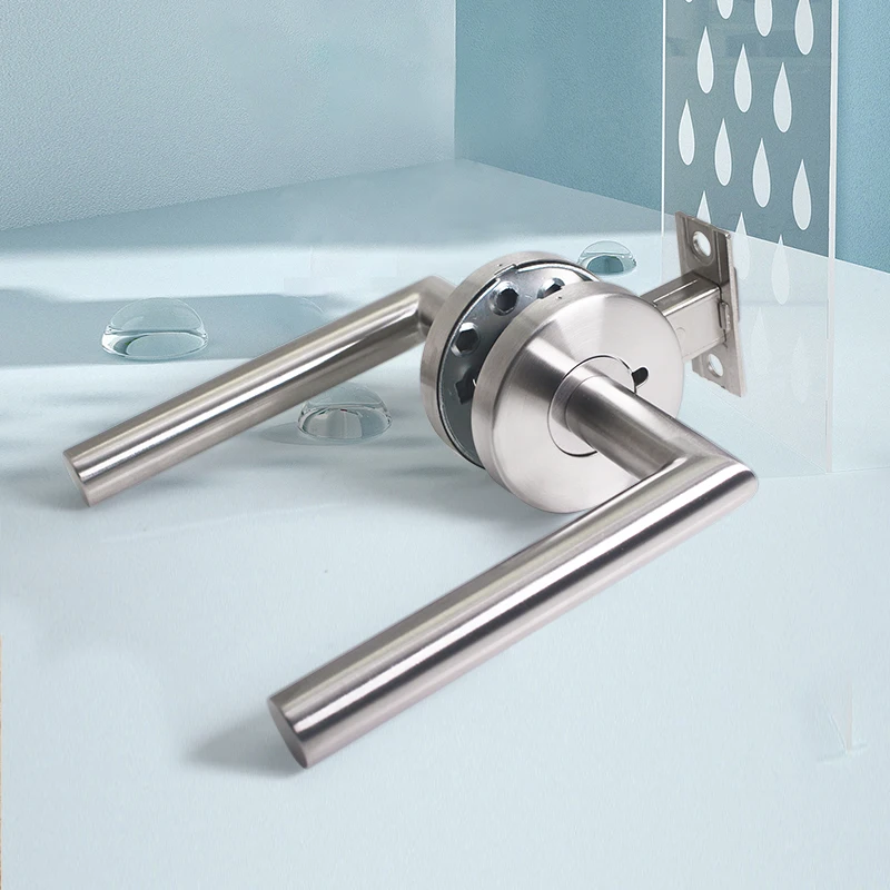 
American 62mm rose high quality stainless steel modern interior door lever handle with lock set 