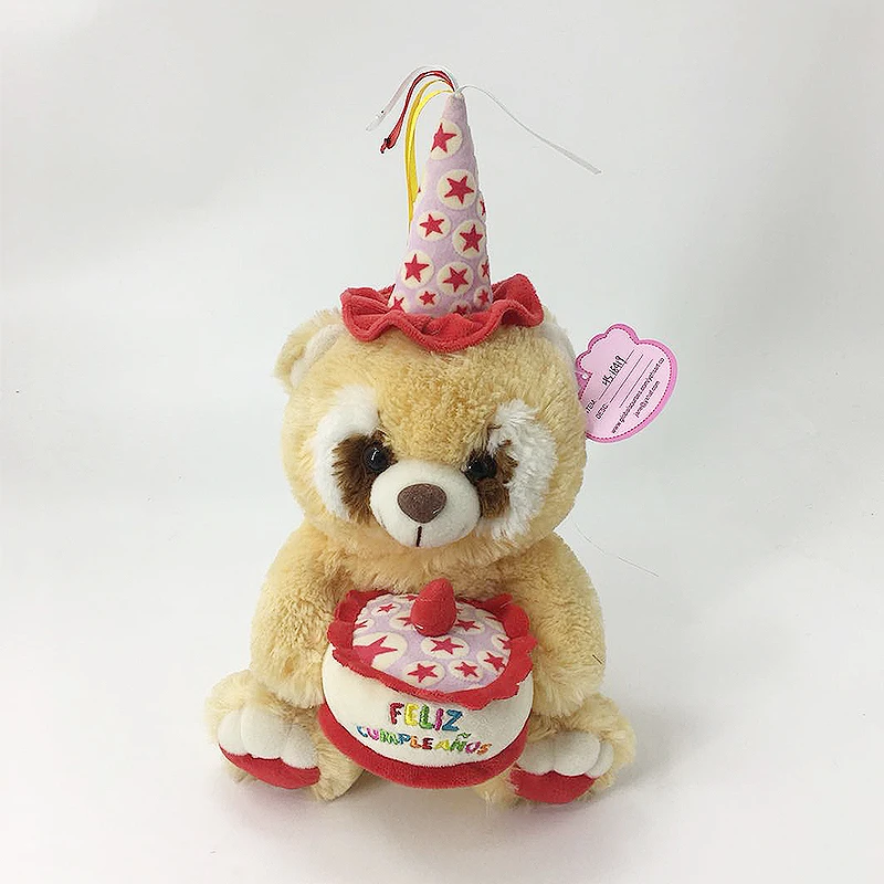 Wholesale Custom Plush Teddy Bear Panda Dog Animal Musical Holding Cake Plays Happy Birthday