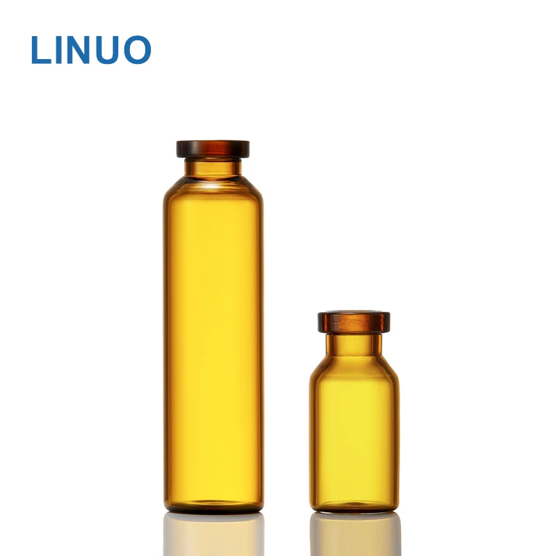 Factory! LINUO pharmaceutical packaging 2ml 5ml 10ml amber clear bottle empty glass injection vial with rubber and aluminum caps