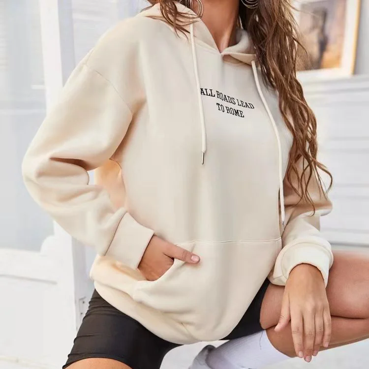 Женская флисовая толстовка с длинным рукавом и карманом-кенгуру