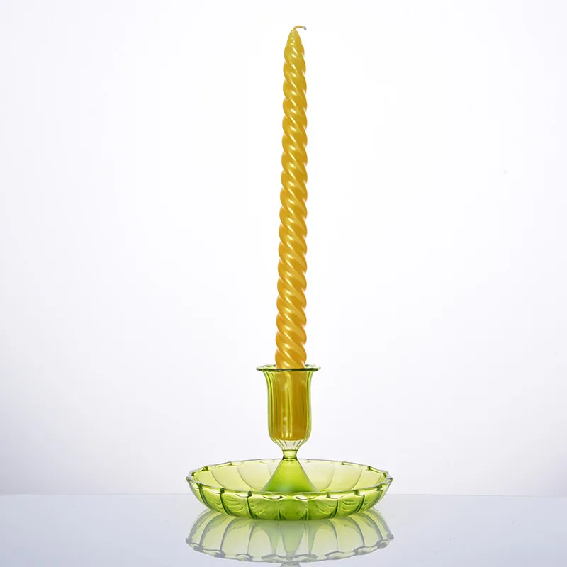 Custom Color Modern High Borosilicate Small Glass Taper Candle Holder Packaging Included-for Lanterns & Candle Jars