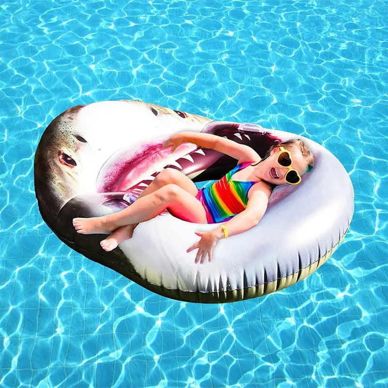 B01 Pool float shark head Jetsonic 55in L Cool Shark Inflatable Swim Ring Tube Float Pool inflatable Toys Floats Pool Party