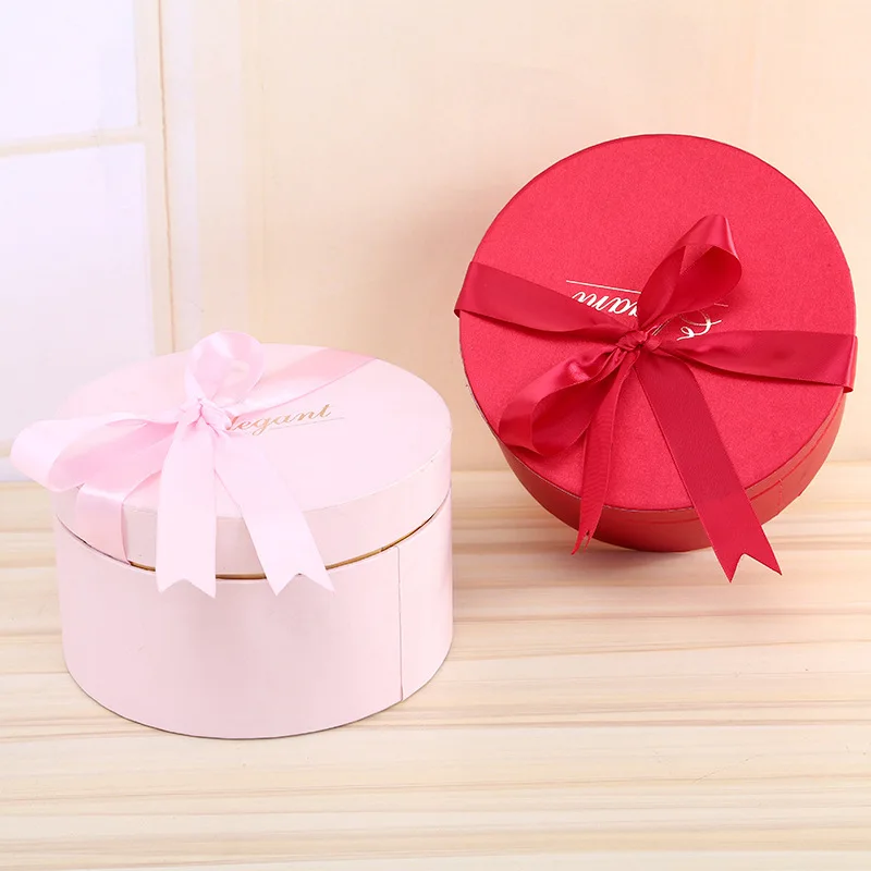 Custom Gift Packaging Cardboard Box For Flowers Wedding Decoration Cylinder Round Candy Flower Boxes