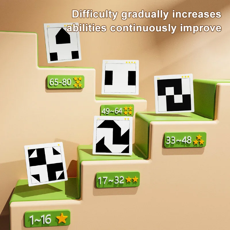 Montessori  Educational Toys Custom Plastic Black White Hiding Block Kids Jigsaw Puzzle Set Wooden Jigsaw Puzzles With Boards