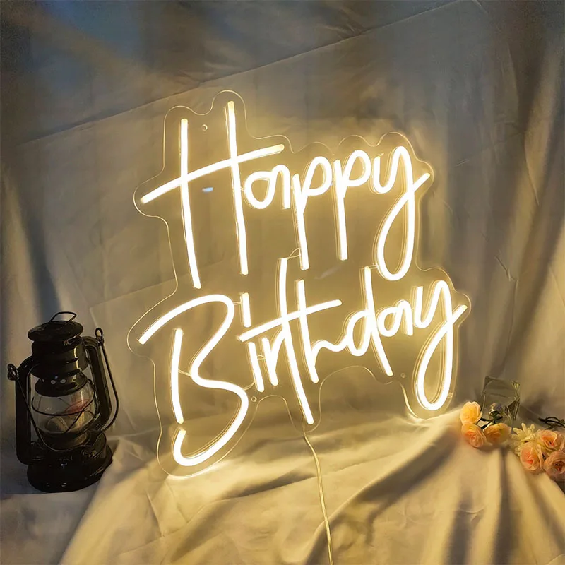 Customized led English letters neon sign happy Birthday decorative lights event festival luminous words