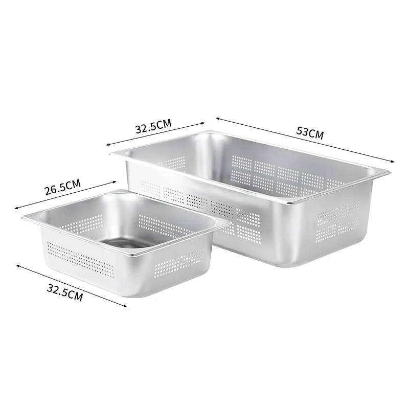 
Wholesale food grade 201 stainless steel 1/1 1/2 size 150 mm deep drain steamer GN pan with lid for hotel factory buffet 
