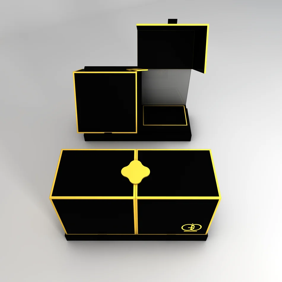 Unique Design  Bespoke Gift Box Customized Makeup Luxury Color Box Black  Magnetic Arabic Cosmetic Packaging Perfume Box