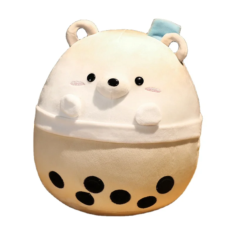 Kawaii Bubble Tea Cats Plush Toy Stuffed Animal Shark Polar Bear Pillow Cup Milk Tea Boba Plushie Doll Kids Girls Birthday Gifts
