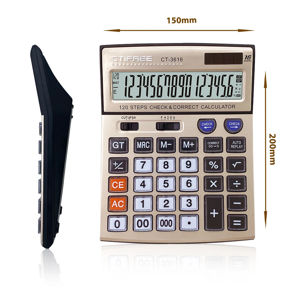 Desktop Calculators Office Supply Dual Power Calculadora Solar 16-Digit Electronic Cheap Solar Power Calculator Beauty