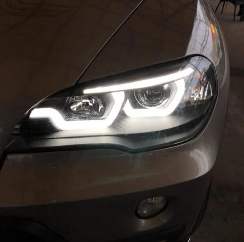  2007-2010 год для BMW X5 E70 светодиодные передние фары в черном корпусе