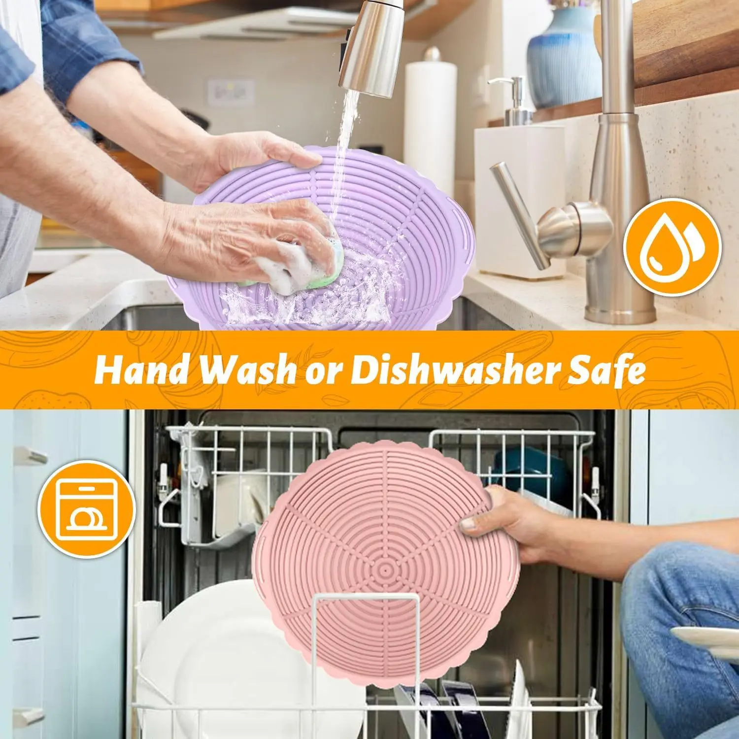 Custom Reusable Collapsible Sourdough Bread Baking Supplies Basket Foldable Silicone Bread Proofing Basket Set For Cooking