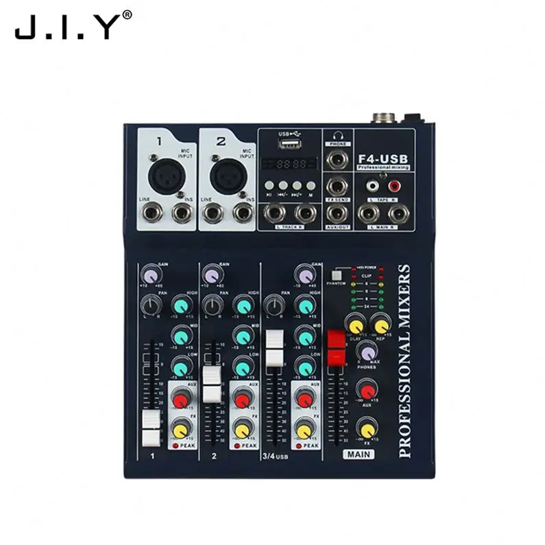 J.i.y F4-Usb Горячее предложение портативный звук цифровой микшерный пульт профессиональный аудио смеситель сделанные в Китае