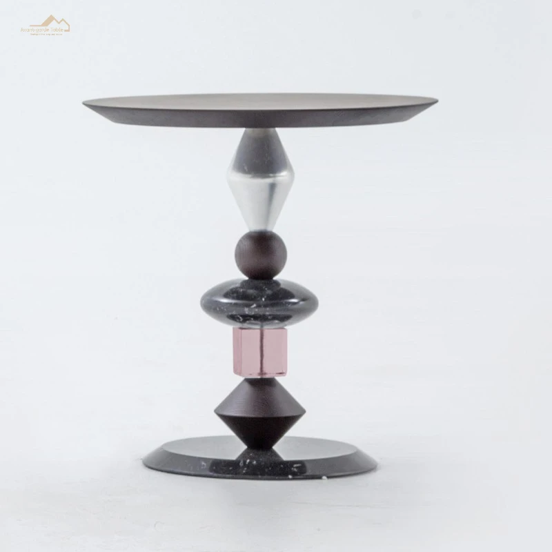 mixed style wood marble acrylic side tables  modern round coffee tea table  corner tables