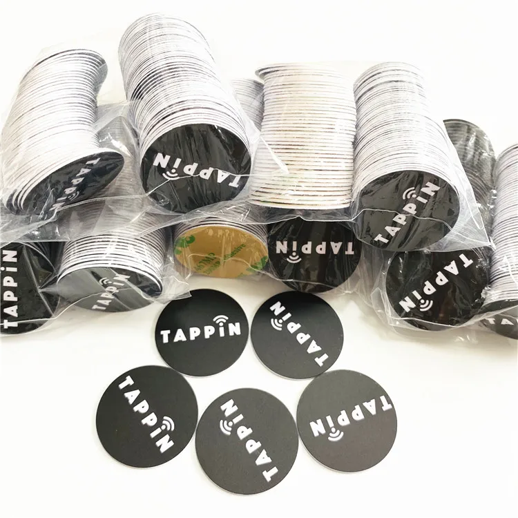 Best selling dia25mm shape 13.56MHZ waterproof rewritable mini round blank tag RFID PVC tags coin card sticker