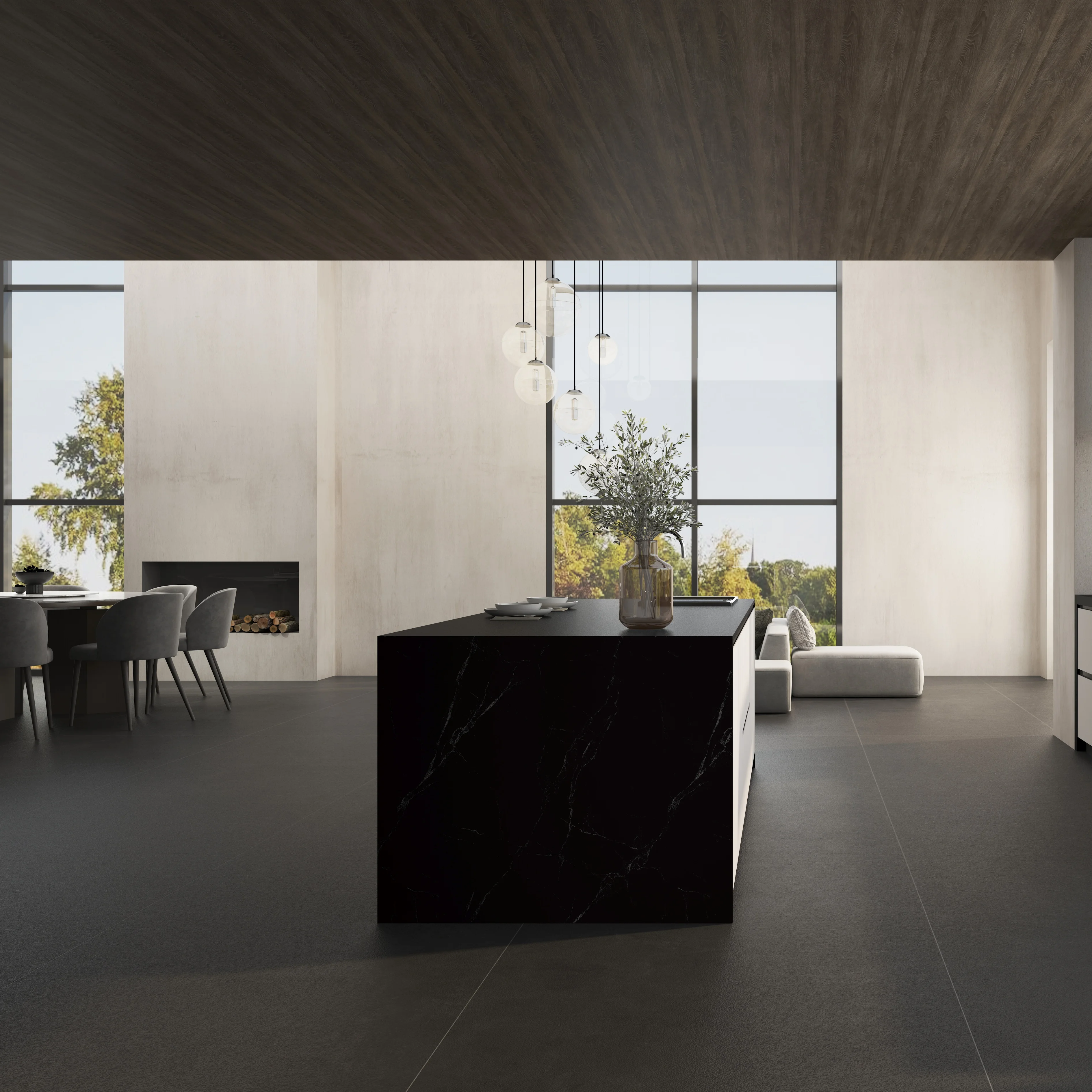 Fine Matte Cement Dark Gray 1200x2400x8.5mm Ceramic for Floor Tile Marble Look Porcelanato Porcelain Floor Tiles